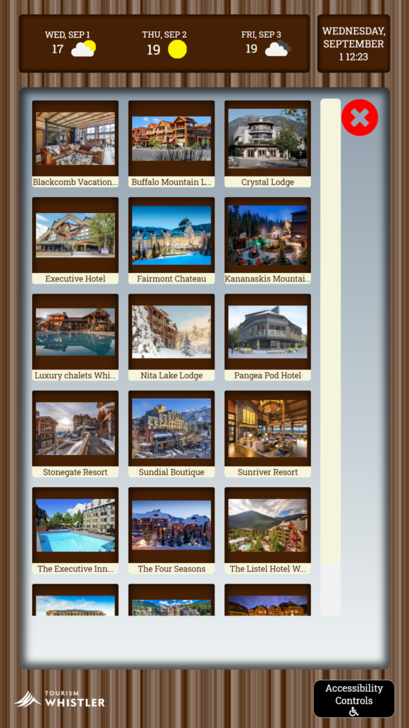 main listing page interface