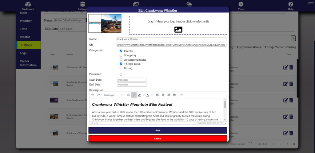 Content manage interface